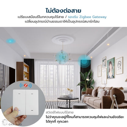 Zemismart Zigbee Wireless Switch สวิตช์ไฟไร้สายอัจฉริยะ ปุ่ม Scene สั่งผ่านแอป รองรับ Apple HomeKit Tuya