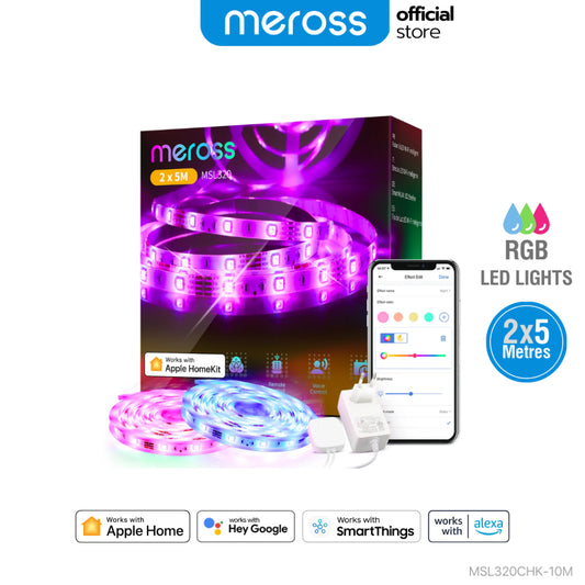 Meross Smart Wi-Fi Light Strip RGB 10 เมตร ไฟเส้นอัจฉริยะ เปลี่ยนสีได้ ไฟแต่งห้อง ไฟเส้นRGB รองรับ HomeKit สั่งผ่านแอป