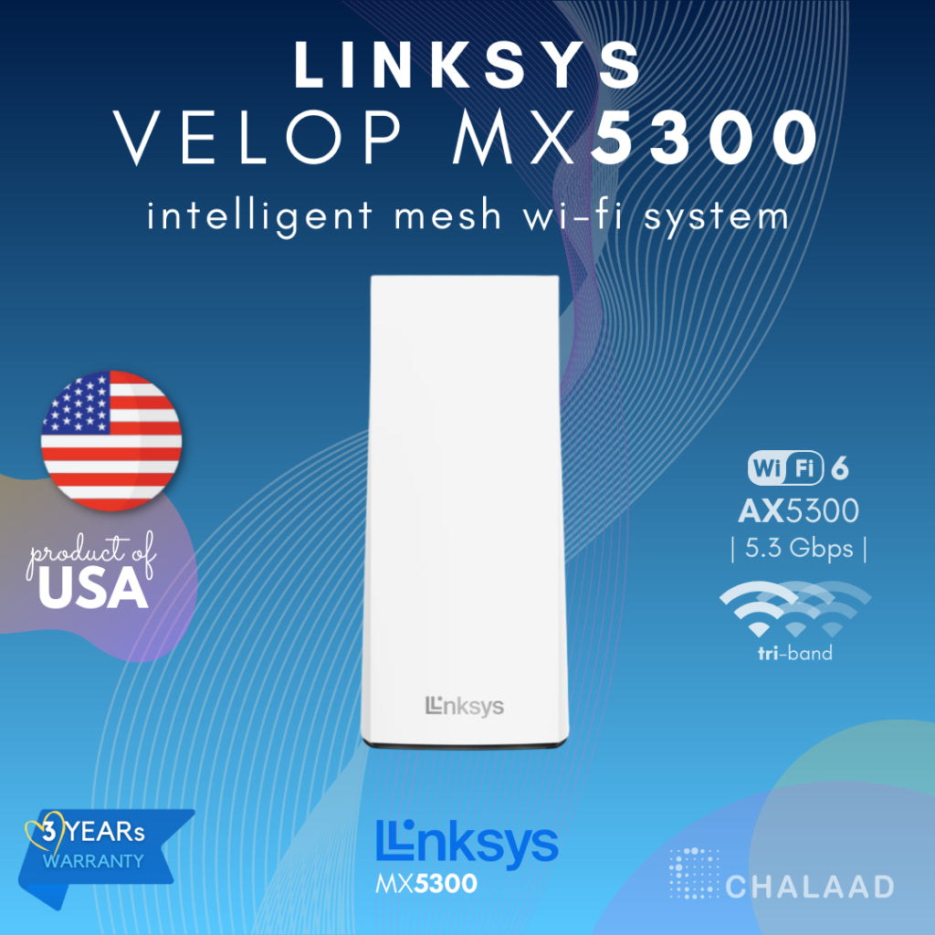 Linksys Velop MX5300 - Tri-Band AX5300 Mesh WiFi 6 Router เราเตอร์ไวไฟ 6 ระบบเมช LSS-MX5300-AH